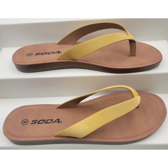 Soda Womens Sz 8 Yellow Ella Nubuck Flip Flop Sandals Man Made Material NIB - Picture 4 of 8